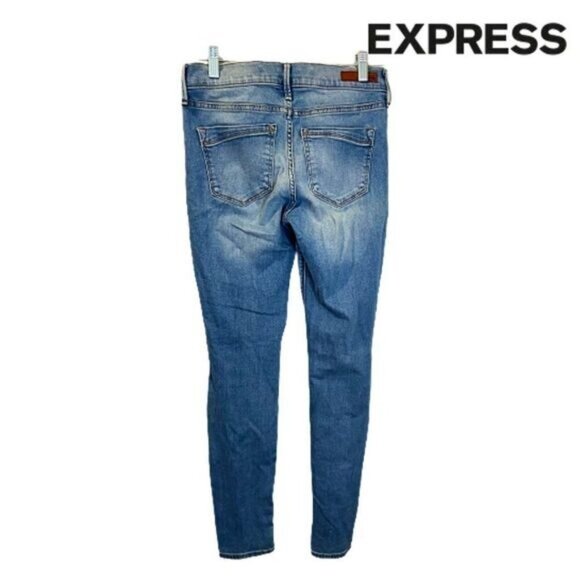 Express Jeans Women’s Classic Mid‎ Rise Denim Jeans Leggings with Back Pockets - Picture 2 of 6